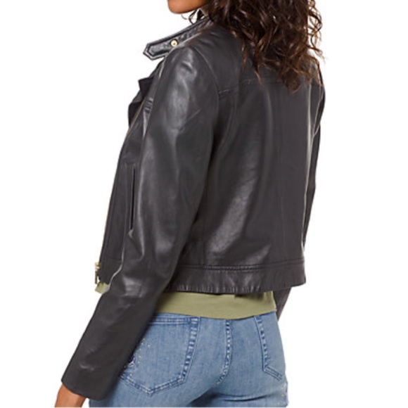 New! MICHAEL KORS Leather Biker Jacket - Picture 2 of 5